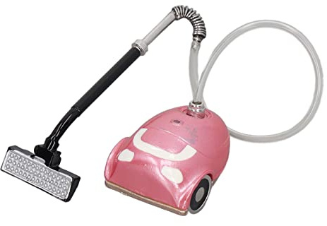 Dilwe Miniatur Staubsauger für Puppenhaus, Deko Staubsauger im Maßstab 1:12 aus Metall für die Puppenhaus Einrichtung (Rosa)