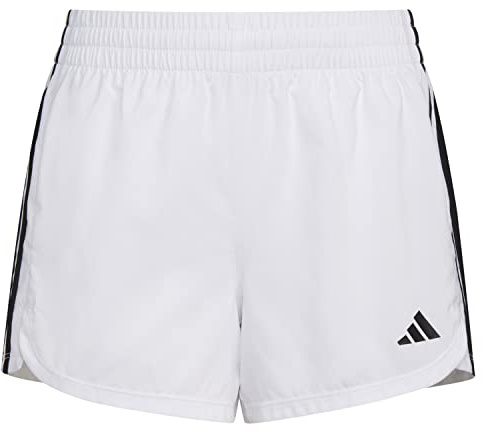 adidas Girls' Big AEROREADY 3-Stripes Woven Pacer Color Shorts, White, XL (16)