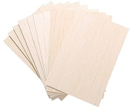 Lrtzizy Paquet de 10 Feuilles de Bois Non Finies, Planche de Bois Mince en Bois de Balsa pour Les Arts et L'Artisanat de Bateau de Bateau d'avion de, Ornements de Bricolage