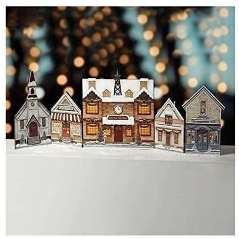 Roman 5 Sammlerstück-Gebäude Stadt Fassade Kirche, Süßigkeitenladen, Depot, Haus und Spielzeuggeschäft, 40,6 cm Höhe, Weihnachtsdekoration