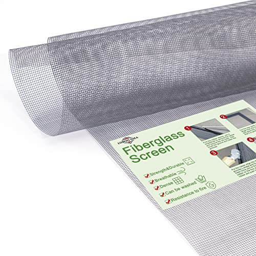 Graues Fenstergitter, Loboo Idea Fiberglas-Ersatzgitter, grau, Lager-Fiberglas-Fenster- und Türgitter für Terrasse und Fenster (120 x 200 cm)