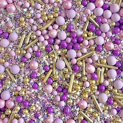 Purple lilac pink metallic gold edible sprinkles cakes pearls chocolate balls cupcake cookies cake toppers 100s and 1000s eid wedding Easter birthday baking decoration PERFECTLY PURPLE