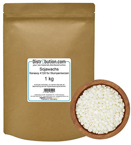DistrEbution Sojawachs Kerasoy 4120 für Stumpenkerzen 1kg Kerzenwachs zu gießen