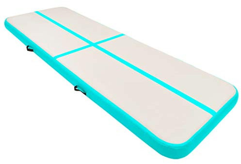 Keketa Aufblasbare Gymnastikmatte mit Pumpe Turnmatte Aufblasbar Tumbling Matten Tranningsmatte Fitnessmatte Yogamatte Gymnastikmatte Sportmatte für Zuhause Outdoor 400x100x20 cm PVC Grün