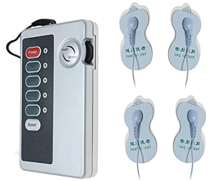 JFRong Estim Sex Elektro Shock Set mit 4 Pads, Elektrostimulation Patch für Nippel/Brust/Klitoris Stimulation, Reizstrom-Gerät Massagegerät Elektrische Erotik Extrem Sextoy für Frauen,Paare(Black)