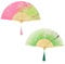 Hand Fan Folding Handheld Folding Fan for Women 2Pcs Chinese Silk Fabric Handheld Fans with Tassel Classic Bamboo Fan for Wall Decoration Wedding Decoration (Green)