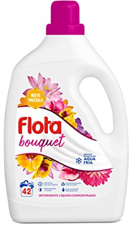 FLOTA | Detergente Líquido Quitamanchas incluso en Agua Fría para Lavadora | Ropa Blanca y de Color | Fragancia Bouquet | 42 Lavados