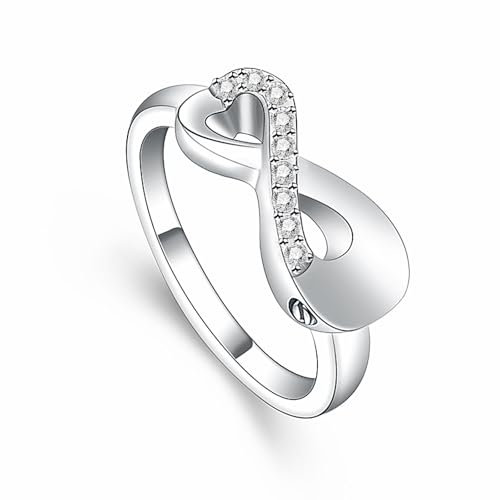 VCCWYQK Infinity Love Cremation Ring für Asche Edelstahl halten geliebte Asche Keepsake Fingerring Urne Medaillon Memorial Schmuck für Frauen