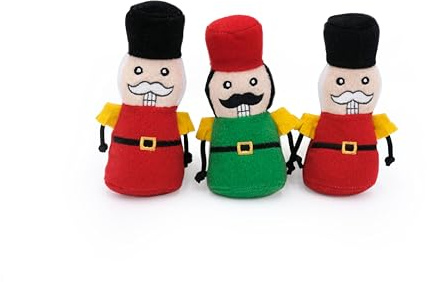ZippyPaws Holiday Miniz 3-Pack - Nutcrackers – No-Stuffing Squeaky Dog Toy