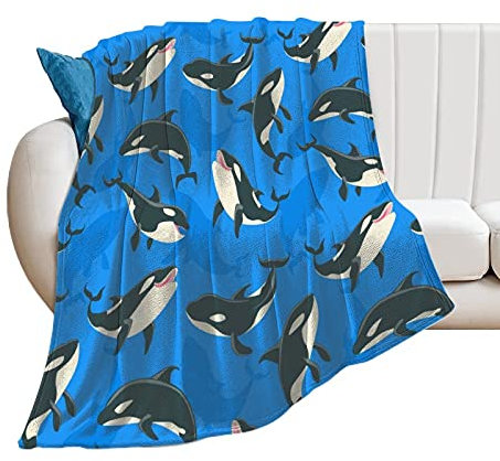 Sofadecke Killerwale Orca-Wal Couchdecke Super Weiche Microfaser Fleecedecke Für Erwachsene Bett Camping 60 X 80