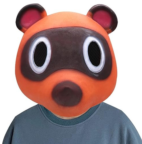 Tom Nook Mask Latex Headgear Latex Mask Horror Headwear for Halloween Carnival Costume Party Props