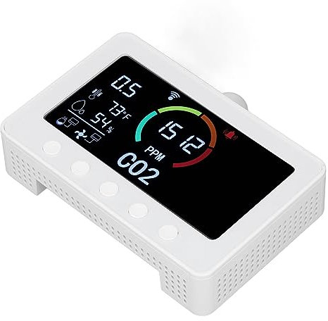 Intelligenter CO2-Detektor, Kohlendioxid-Controller, 2-Kanal-CO2-Monitor mit Relais-Steckdose, WiFi-Funktion, Großes LCD-Display für APP (EU-Stecker)