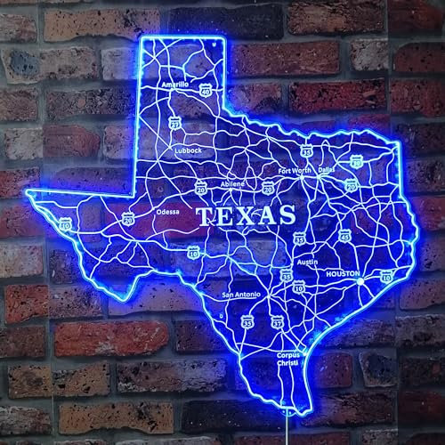 ADVPRO Texas Road Map RGB Dynamic Glam LED Sign - Cut-to-Edge Shape - Smart 3D Wall Decoration - Multicolor Dynamic Lighting st06s66-fnd-i0001-c