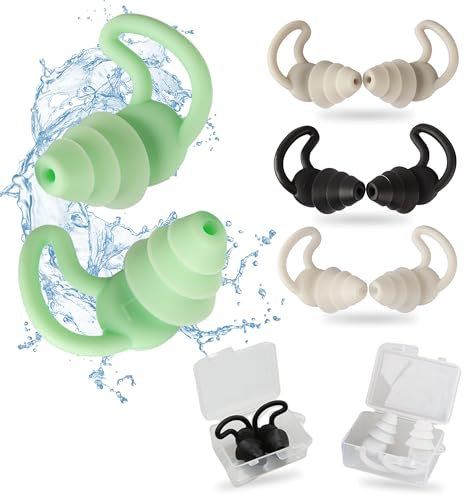 Tapones Oídos Natación para Adulto, 4 Pares de Tapones Silicona Natación Reutilizables, Tapones Oídos para Piscina, Ducha, Surf, Snorkel y otros Deportes Acuáticos.
