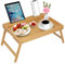 Artmeer Folding Bamboo Bed Tray with Handles, Use As Laptop Desk or Snack TV Tray