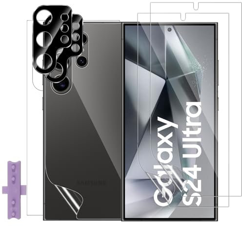 GEEMEE Schutzfolie für Samsung Galaxy S24 Ultra, Rückseite Schutzfolie+TPU Displayschutzfolie+Kameraschutz für Panzerglas,【2+2+2 Stück】 HD Flexible Folie Anti- Kratzer Displayschutz Displayfolie