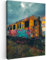 MuchoWow© Bild auf Leinwand 50x70 cm Schlafzimmer Bilder Badezimmer Wand Deko Wohnzimmer Modern Wanddeko Bilderwand Geschenk Graffiti - Zug - Street Art - Neon - Urban