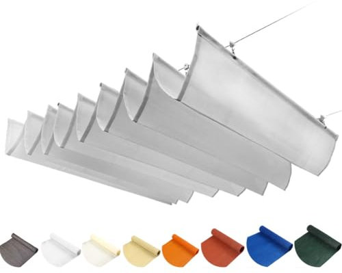 Retractable Wave Sun Shade Sail, UV Resistant Sun Protection Canopy Cover With Mounting Kit For Patio Deck Yard Porch, Pergola Replacement Shade Cover