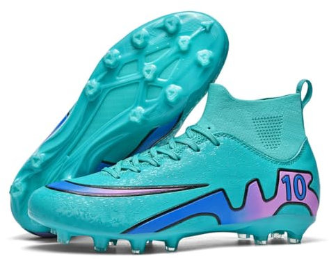 Fußballschuhe Herren High Top Fußballschuhe Lange Spikes Kunstrasen Fußballschuhe Kinder Athletische Trainingsschuhe Outdoor Fußballschuhe Professionelle Fußball Athletische Sportschuhe Mond Farbe 32