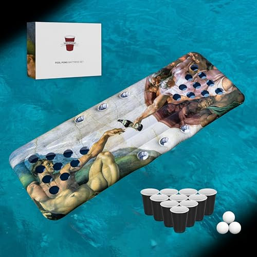 RedCupShop® Matelas Gonflable XXL avec 25 gobelets et 3 balles, 175 x 75 cm, pour Piscine et Plage, Jeu de fête d'été et idée Cadeau