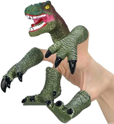 Dinosaurier Fingerpuppe, 5 STK Mini Gummi Tier Fingerpuppen, Cartoon kleine Handpuppe Spielzeug, Spielhandschuh für Kinder, Dinosaurier Spielzeug Tier Handpuppen, Fingerpuppen Set