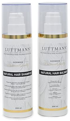 LUTTMANN® Natural Hair Shampoo + Natural Hair Balsam Set je 200 ml - Perücken Haarersatz – Intensive Pflege für Echthaarperücken, Haarteile sowie für Extensions und Haarverlängerungen