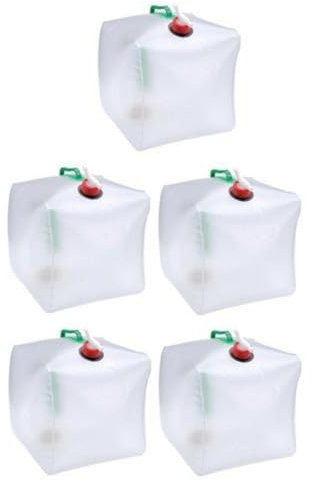 Garrafa con Grifo, Recipiente de Agua Plegable, Bidón de Agua Plegable, Depósito de Agua con Grifo, Camping Bidón de Agua Potable 100% estanco, Sin BPA, 20L, 1/2/3/5 Uds., Transparente