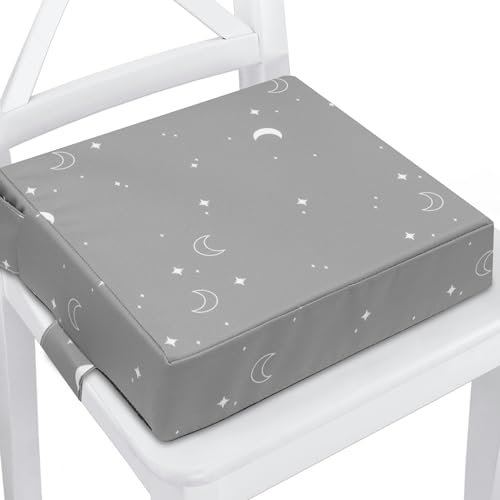 Rehausseur chaise enfant 32 x 32 x 8 cm - Coussin réhausseurs chaises haute pour enfants voyage e maison Réhausseur en mousse avec taie d'oreiller lavable Lunes