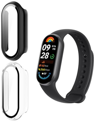 Effcotuo 2 Piezas Funda para Xiaomi Smart Band 9 Funda Cover, Protector Pantalla TPU Suave láminas Protectora Anti-Rasguños HD Clear TPU [ Alta Sensibilidad]