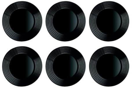 Luminarc Harena Negro 6 Plato Postre Vidrio Apto Microondas Apto Frigorífico Reciclable