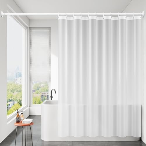 Calefee Rideau de Bain 80x200, Rideau de Douche Peva Semi Transparent Blanc, Rideau de Douche avec Ourlet Lesté Imperméable