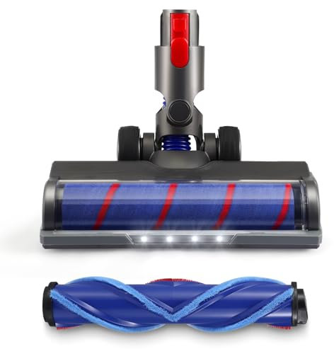 LIFEJXWEN Cepillo Compatible con Dyson V7 V8 V10 V11 V15, Cabezal de Limpieza para Aspirador con Varilla y 4 Luces LED, Cepillo de Varilla Suave Motorizado para Alfombras y Suelos de Parquet Duro