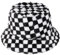 JJDreams Schwarz-Weiß Karierte Bucket Hat Winter Fischerhut Pelz Fischerhut Bucket Hat Flauschige Fischerhut für Damen