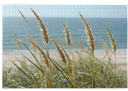 Beach Grass Jigsaw Puzzles1000 Piece Educational Intellectual Wooden Puzzles, Fun Puzzles, Stress Relieving Puzzles 75 L*50 W Cm