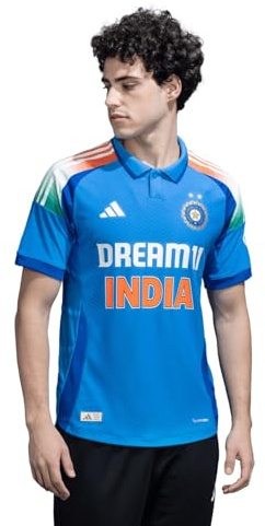 adidas Herren Indien Cricket One Day International Shirt Erwachsene, blau, S