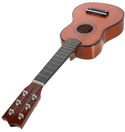 Vaguelly Holzspielzeug Baby Gitarre Für Kinder Gitarre Musikinstrument Für Holzspielzeug Lernspielzeug Für Ab 3 Jahren Kaffeefarbe Pädagogisches Für Kleine Musiker