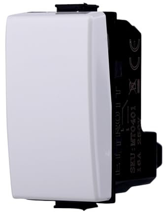 Moduli Bianchi, Compatibile Con Bticino Matix, interruttori, pulsanti, deviatori, dimmer, sensori, PIR, buzzer, Per Placche originali e compatibili (1x, invertitore)
