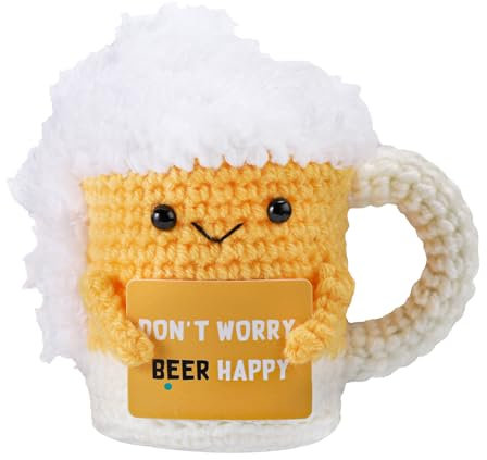TOYMIS Birra Positiva Divertente con Biglietto Positivo, Birra All'Uncinetto Emotiva Birra Supporto Emotivo Carina Rallegrati Regali Divertenti per Festa Inaugurazione Della Casa per Donne Uomini