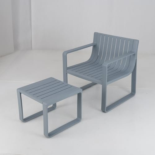 COSTWAY 2-teiliges Gartenmöbel Set, wetterfestes Balkonset aus PP, Balkonmöbel Set, Gartensessel mit Tisch, Terrassenmöbel, Gartengarnitur, Sitzgruppe für Terrasse, Balkon, Garten, Grau