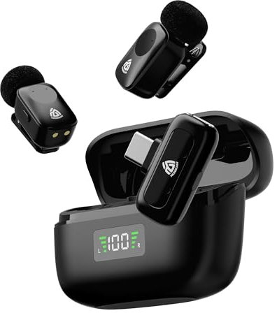 AKINGUAR Wireless Lavalier Microphone for iPhone iPad, Android Phone,Laptop, Mini Lapel Mic, AI Voice Changer, 3-Level Noise Reduction, for Video Recording, Vlogging, TikTok, YouTube