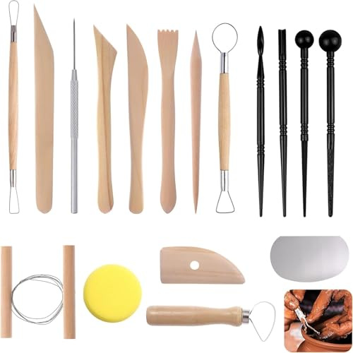 Clay Sculpting Tools, 17Pcs Polymer Clay Tools, Air Dry Clay Tools | Modeling Clay Tools Set for Adults Beginners Pottery Ceramics Sculpture Carving Scraper