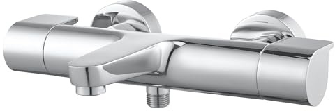 GoodHome Cavally - Mitigeur thermostatique de baignoire mural chromé.