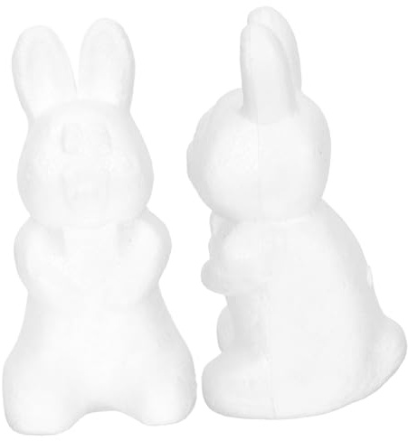 HEALSOPTHY 2 Stück Weiße Schaumstoff Hasenfiguren 25cm zum Bemalen | Unbemalte Polystyrol Rohlinge, Glatte Oberfläche für Glitzer und Farbe, Bastelspaß für Workshops