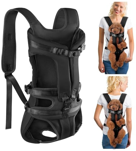 Nasjac Hunderucksack, Verstellbarer Frontträger für Haustiere, Beine draußen & einfach anzupassen & atmungsaktive Sicherheits-Tragetasche für Welpen und kleine bis mittelgroße Hunde zum Campen XL