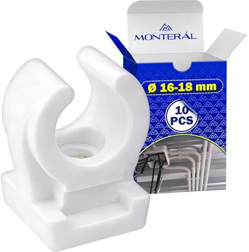 10x Grapas Tubo PVC Ø16-18mm M6 Abrazadera Tubo Polipropileno Blanco | MONTERAL