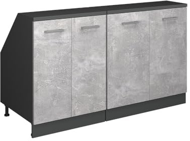 Vicco Dachschrägenschrank-Set Rion, Beton/Anthrazit | B140 x T60 cm, 2er Set, platzsparend für Dachschrägen