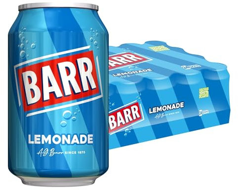 BARR since 1875, 24 Pack Perfect Lemonade, Lemon Flavoured Fizzy Drink - 24 x 330ml Cans