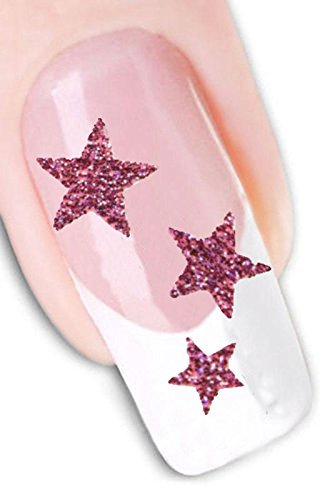 Nail Art 3d Glitter Stickers - Stars (Pink)
