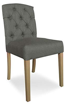 Loberon Stuhl Fulden, Zeitlos-eleganter Klassiker, Knopfsteppung im Chesterfield-Look, Komfortabel & Formstabil Gepolstert, Sitzmöbel, Viskose, Buchenholz, anthrazit