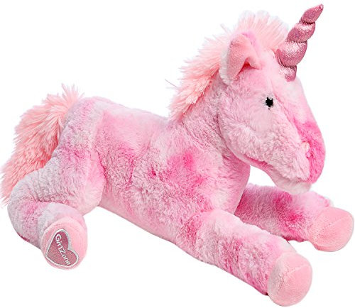 GirlZone Regalo Ragazza -Peluche Unicorno Rosa di 40 cm - Unicorni di Peluche per Bambine - Tenero Pupazzo Rosa - Peluche Grandi - Orsetto Unicorno Glitter 3 a 12 Anni